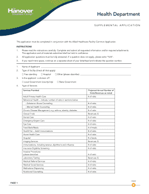 Healthcare Facility Supplemental Application