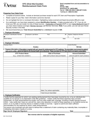 Aetna OTC Medical Expense Reimbursement Form