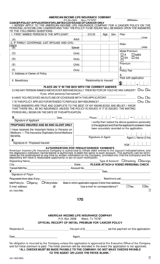 Cancer Policy Application Form