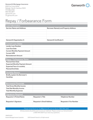 Repay Forbearance Form - Genworth Financial