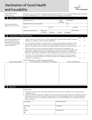 Sun Life Health Declaration Form