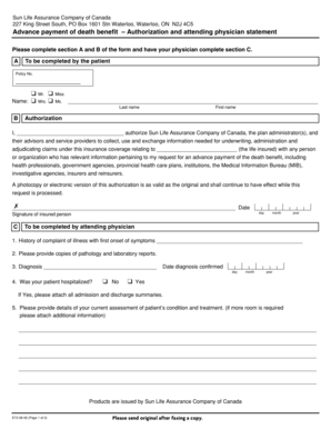Advance Payment of Death Benefit Authorization Form