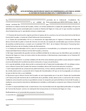 ACTA DE ENTREGA-RECEPCIÓN DE TARJETA DE COORDENADAS (e-SP)