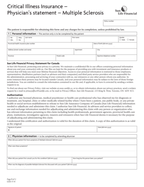 Physician Statement for Multiple Sclerosis