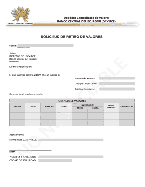 Solicitud de Retiro de Valores