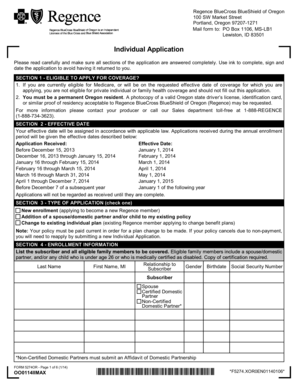 Oregon Individual Health Insurance Application