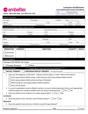 Lumizyme and Myozyme Prior Authorization Form