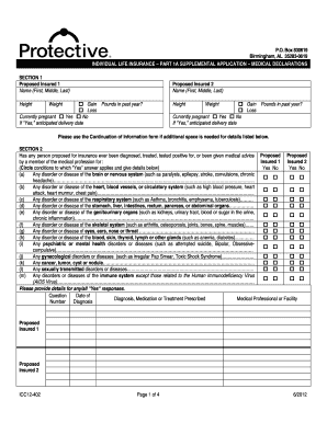 Individual Life Insurance Medical Declarations Form
