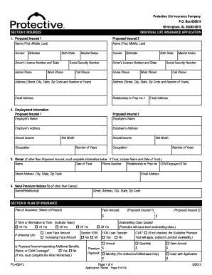 Protective Life Insurance Application