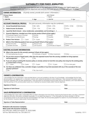 Fixed Annuity Suitability Form