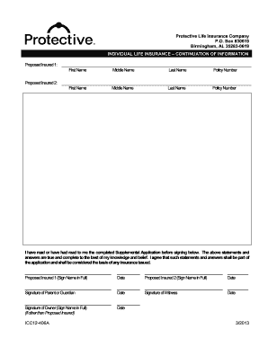Life Insurance Continuation Form