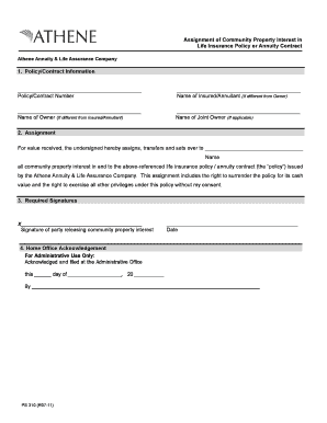 Assignment of Community Property Interest in Life Insurance Policy