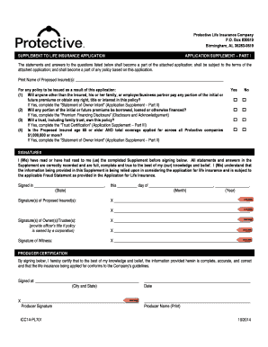 Life Insurance Application Supplement