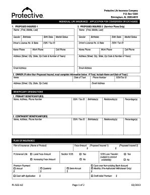Protective Life Insurance Conversion Application