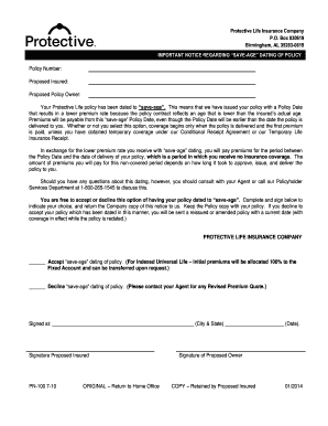 Protective Life Save-Age Policy Notice