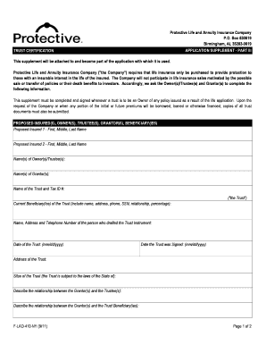 Trust Certification Application Supplement