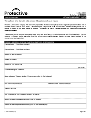 Trust Certification Application Supplement