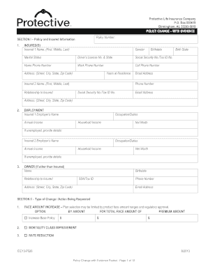 Life Insurance Policy Change Form