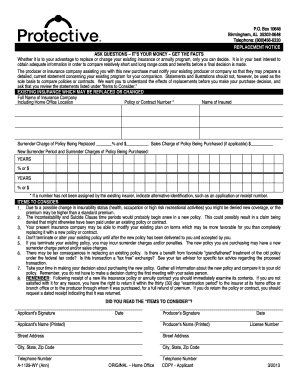 Alabama Insurance Replacement Notice