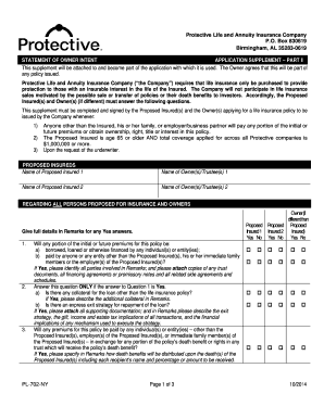 Protective Life Insurance Application Supplement