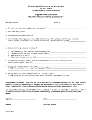 Mountain Rock Climbing Questionnaire