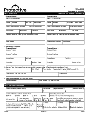 Protective Life Insurance Application Packet