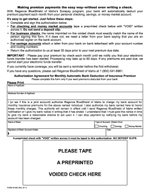 Regence BlueShield of Idaho Surepay Authorization Form