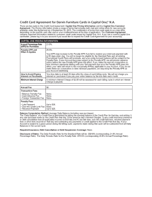 Fillable Online Credit Card Agreement For Darvin Furniture Cards