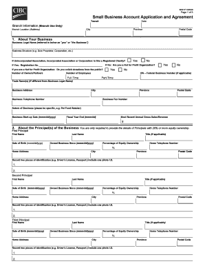 CIBC Small Business Account Application and Agreement
