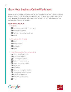 Grow Your Business Online Worksheet