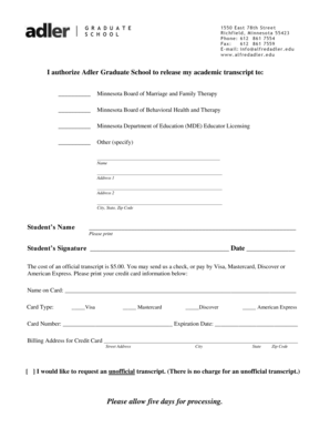 Transcript Release Authorization Form