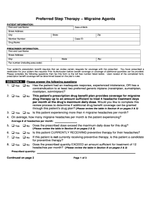Prior Authorization Form for Migraine Medication