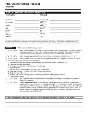 Prior Authorization Request for Neulasta