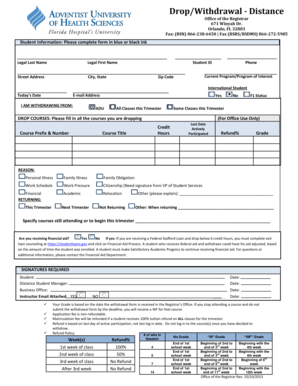 Distance Student Drop/Withdrawal Form