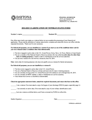 2014-2015 Clarification of Veteran Status Form