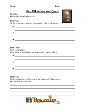 Ben Mikaelsen WebQuest Activity