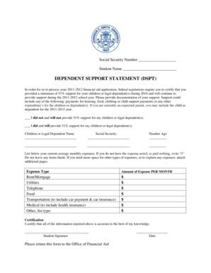 Dependent Support Statement (DSPT)
