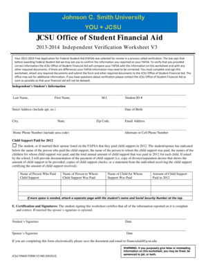 2013-2014 Independent Verification Worksheet
