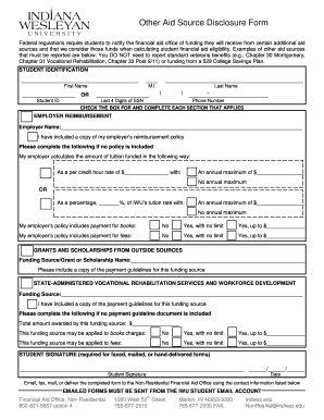 Other Aid Source Disclosure Form
