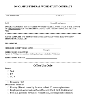 Federal Work-Study Contract
