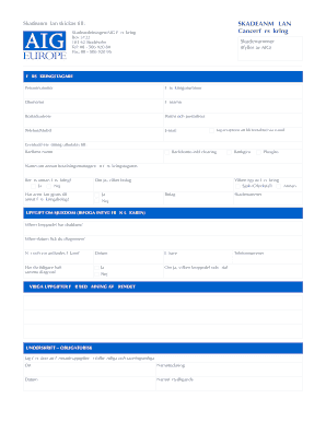Swedish Cancer Insurance Claim Form