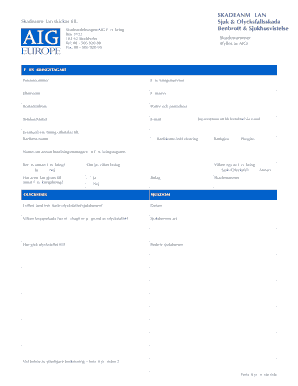 Swedish Accident and Illness Claim Form