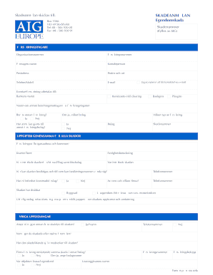 Swedish Property Damage Claim Form