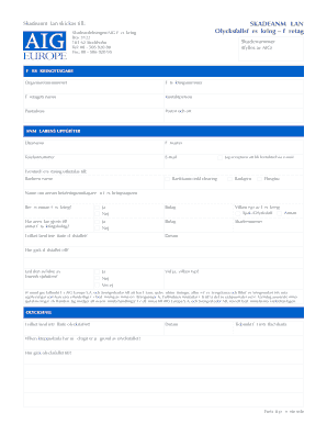 Swedish Accident Insurance Claim Form