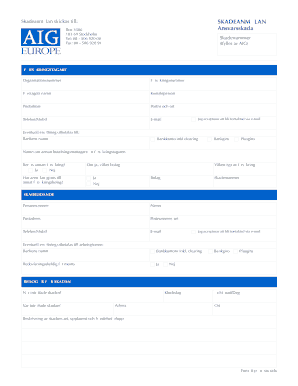 Swedish Insurance Claim Form