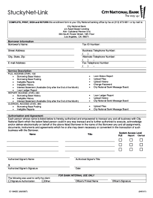 City National Bank Asset Based Lending Enrollment Form