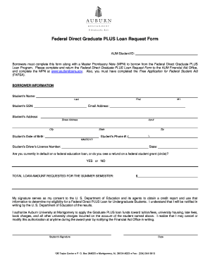 Federal Direct Graduate PLUS Loan Request Form