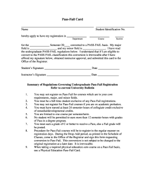 Pass-Fail Registration Form