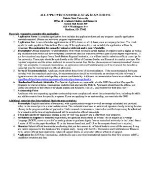 Dakota State University Graduate Application Form
