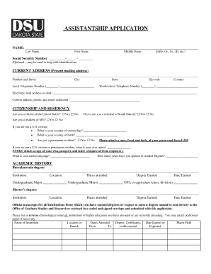 Graduate Assistantship Application
